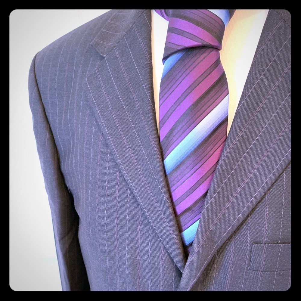 Ted Baker Navy and Violet pinstripe suit